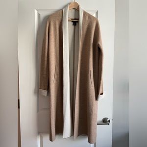 Tahari Luxe Cashmere 100% cashmere long cardigan — size M, beige/cream